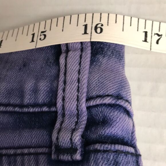 DECREE Black Purple Denim Jean SHORTS Juniors Womens Sz 5 Cut Off Frayed Raw Hem - Picture 7 of 7